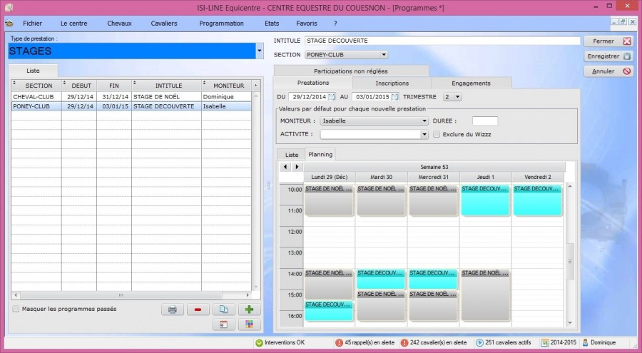 Logiciel de gestion de centre équestre - Equicentre ISILINE